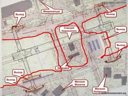 Метро новокосино выходы