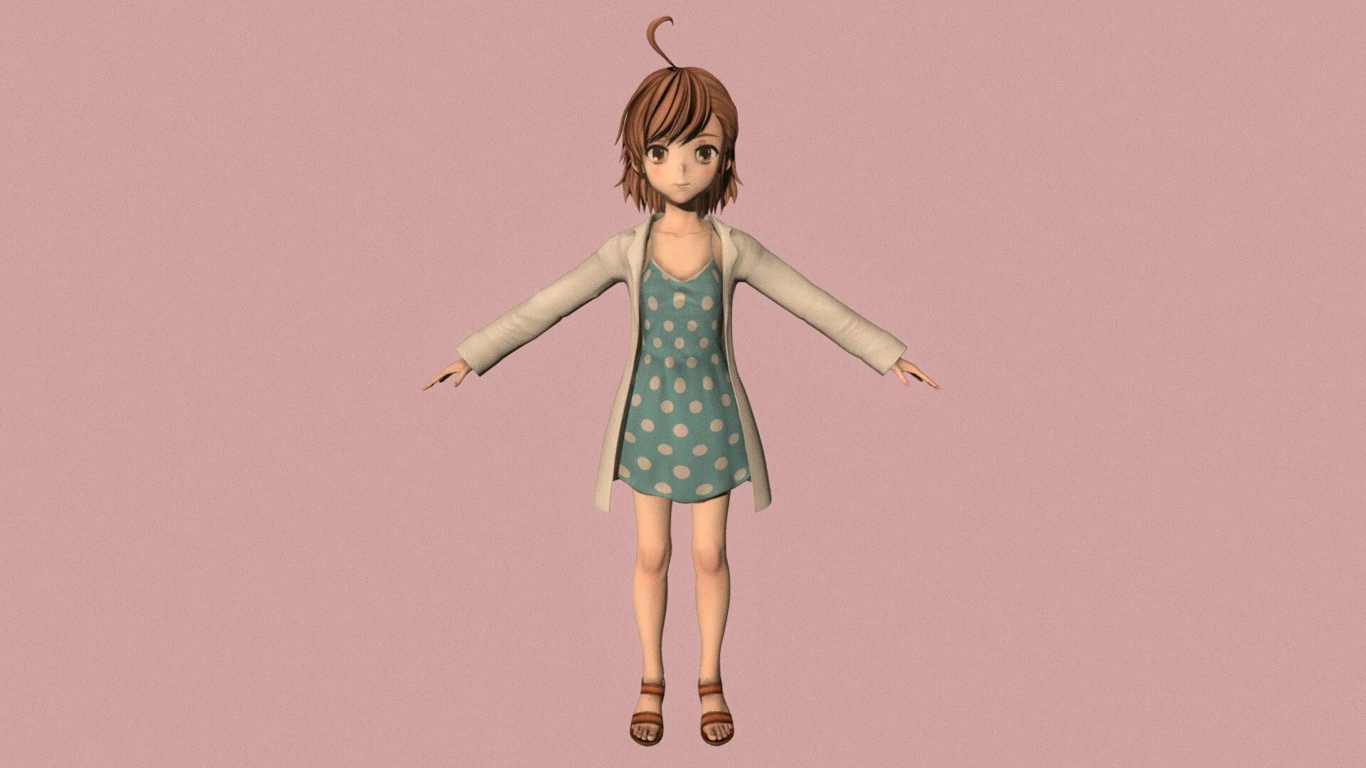 Ai generated 3d. 3d model girl t pose. Yukino 3d model.