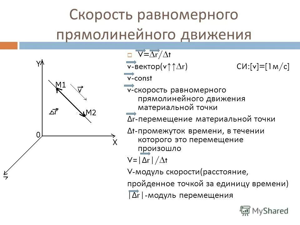 Скорость равномерного прямолинейного движения тела. Прямолинейное равномерное движение const. Равномерное прямолинейное движение формулы 10 класс. Скорость равномерного прямолинейного движения 10 класс. Равномерное прямолинейное движение материальной точки.