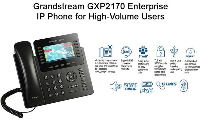 Телефон grandstream инструкция. Grandstream gxp2170. Grandstream IP Phone-gxp2170. IP телефон Grandstream gxp2170. Grandstream Networks gxp2170 IP Phone 12 lines LCD.