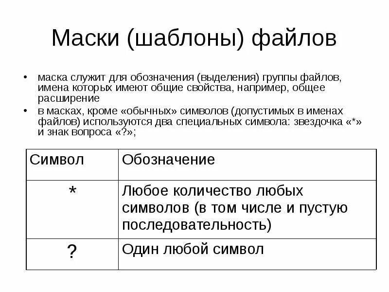 Маски имен файлов Информатика 7 класс. Шаблоны файлов. Маска поиска файлов. Шаблон имени файла. Найти файлы по маске