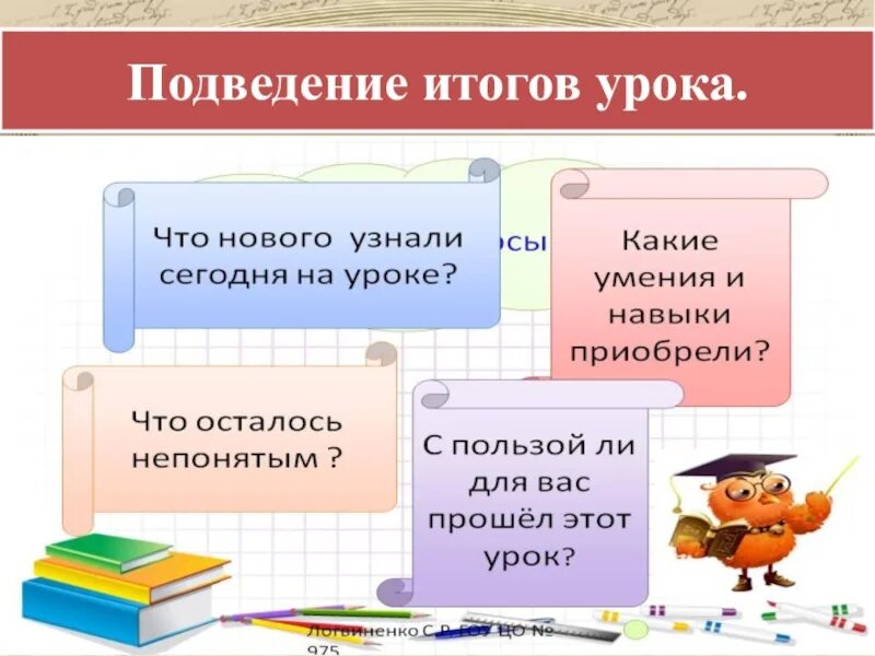 Итог урока вопросы