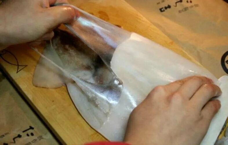 Как приготовить кальмары замороженные неочищенные. Кальмар обработка тушки.