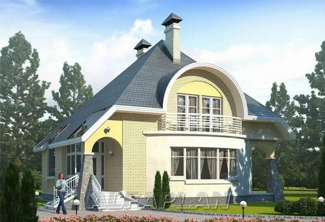 Проект дома 505А "Вернисаж", 206м2, 3 (4) спальни, остекленная веранда. Популярн