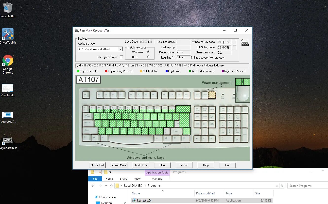 Keyboard test utility. Keyboard test utility