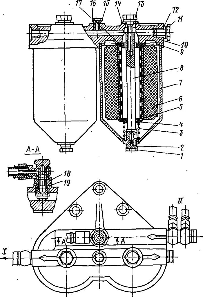 Корпус тонкой очистки топлива. Фильтр тонкой очистки МТЗ 80 схема. Схема фильтра тонкой очистки топлива КАМАЗ 740. Фильтр тонкой очистки т-40 топливный чертеж. Фильтр тонкой очистки КАМАЗ 407 схема.