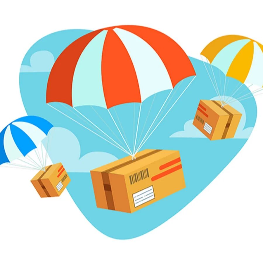 Best deals and free shipping. Посылка с парашютом иллюстрация. Web delivery. Доставка web. Баннер для logistics.