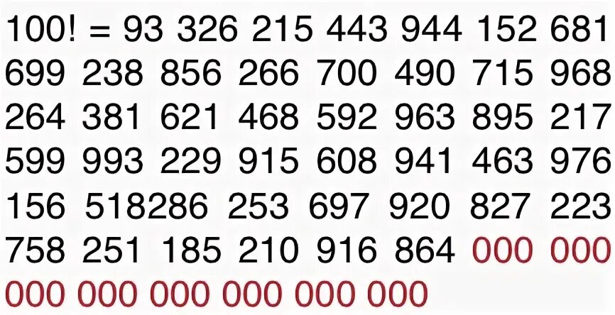 На сколько нулей заканчивается. Факториал 100. Факториал 100 равен. Факториал 1000. Чему равно 100 факториал.