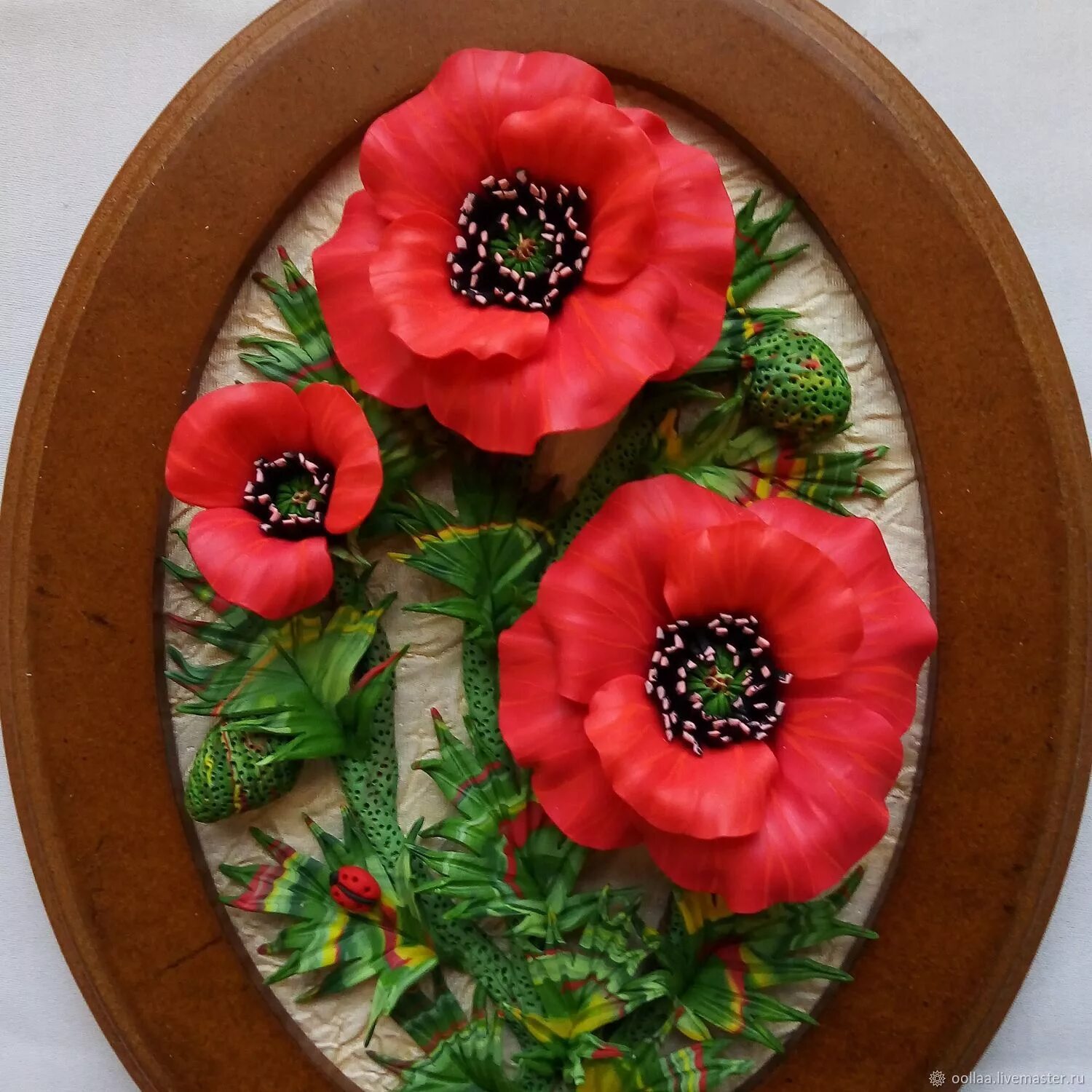 Объемное панно с маками. Панно из цветов из соленого теста. Панно с маками. Цветочное панно. Панно с маками из холодного фарфора.