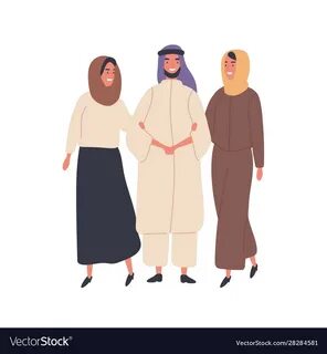 People in national clothes, polygamy, Islamic marriage tradition, culture f...
