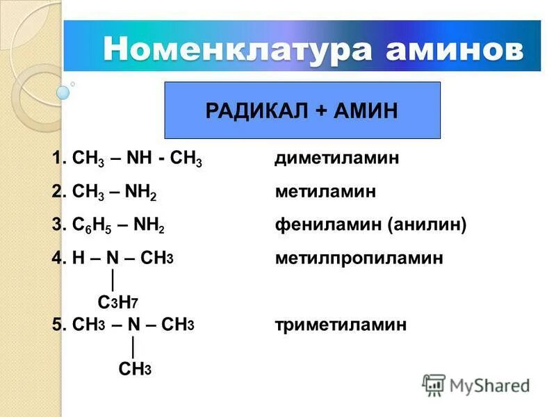 Цепочки по теме амины