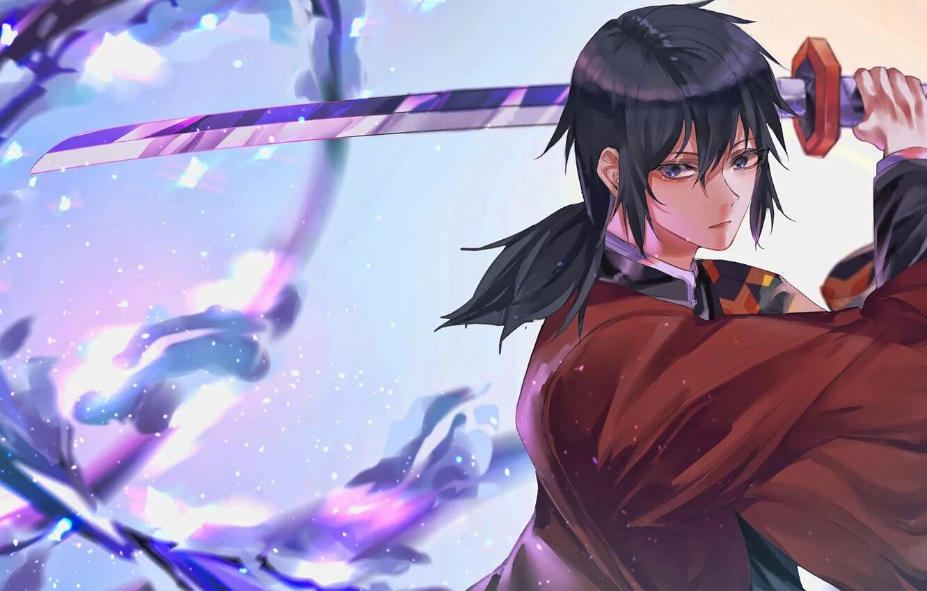 Гию х. Demon slayer аниме томиока. tomioka giyuu катана. tomioka-giyuu-kimetsu. кимоно гию томиока.