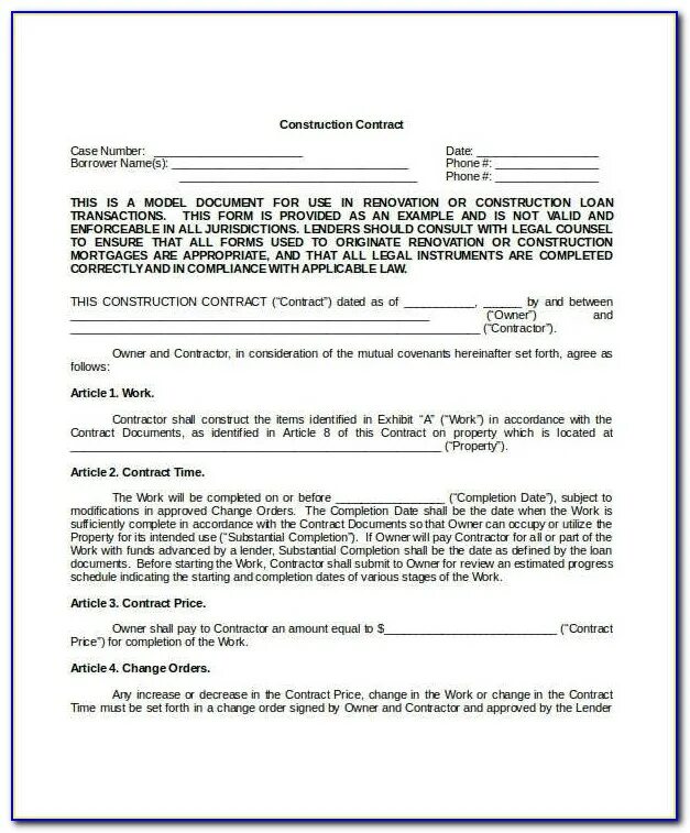 Sample Renovation Contract. Approval of the Construction Contract. Contractor Notice. Date in Contracts.