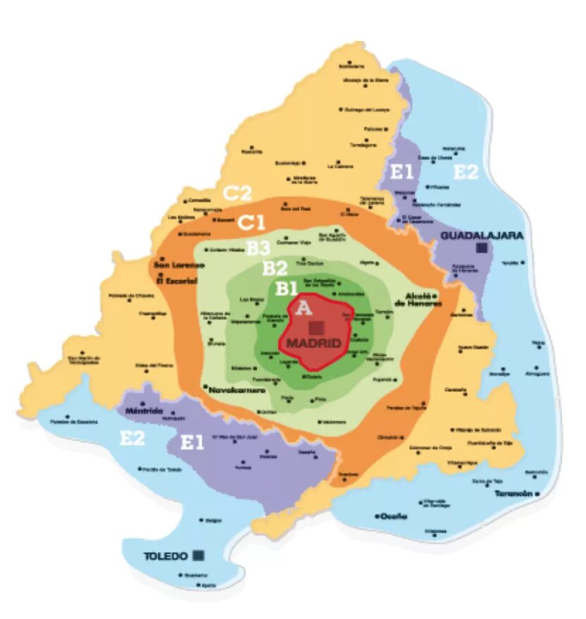Зоны метро Мадрида. Транспортная зона. Транспортные зоны Мадрида. Транспортные зоны Мадрида на карте. Транспортная зона б