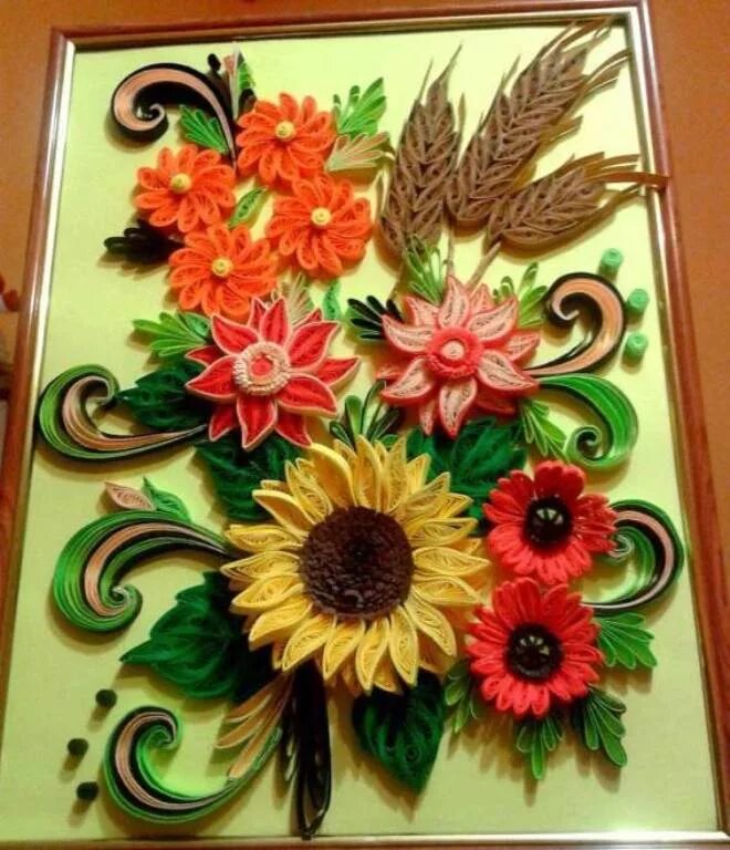 Композиции в технике квиллинг. Квиллинг цветочное панно. Страна мастеров работы. Осенняя композиция. Страна мастеров работы.