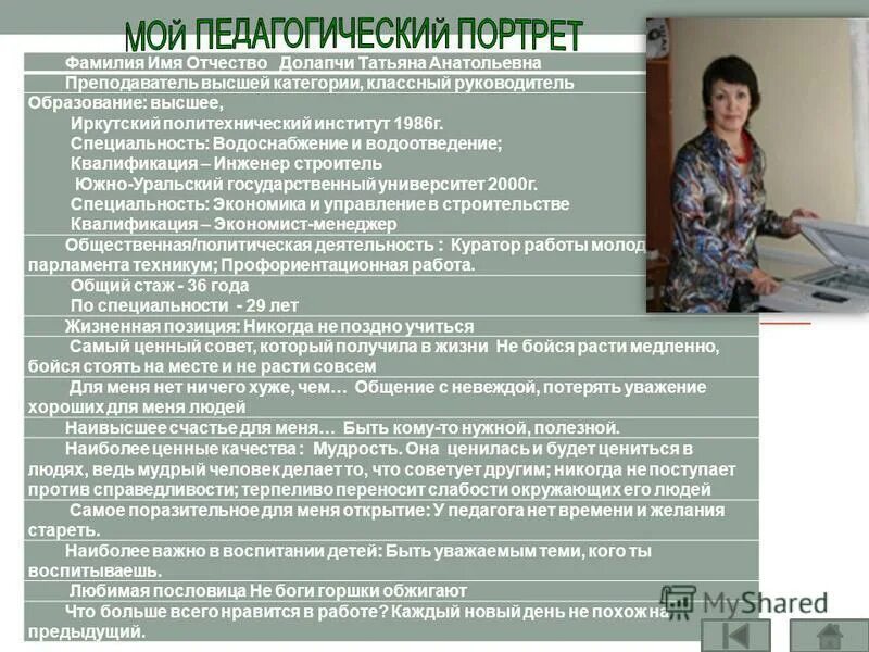 Информационная карта учителя высшей категории. Мой педагогический портрет. педагогический портрет учителя. психолого-педагогический портрет преподавателя. психолого-педагогический портрет преподавателя вуза.