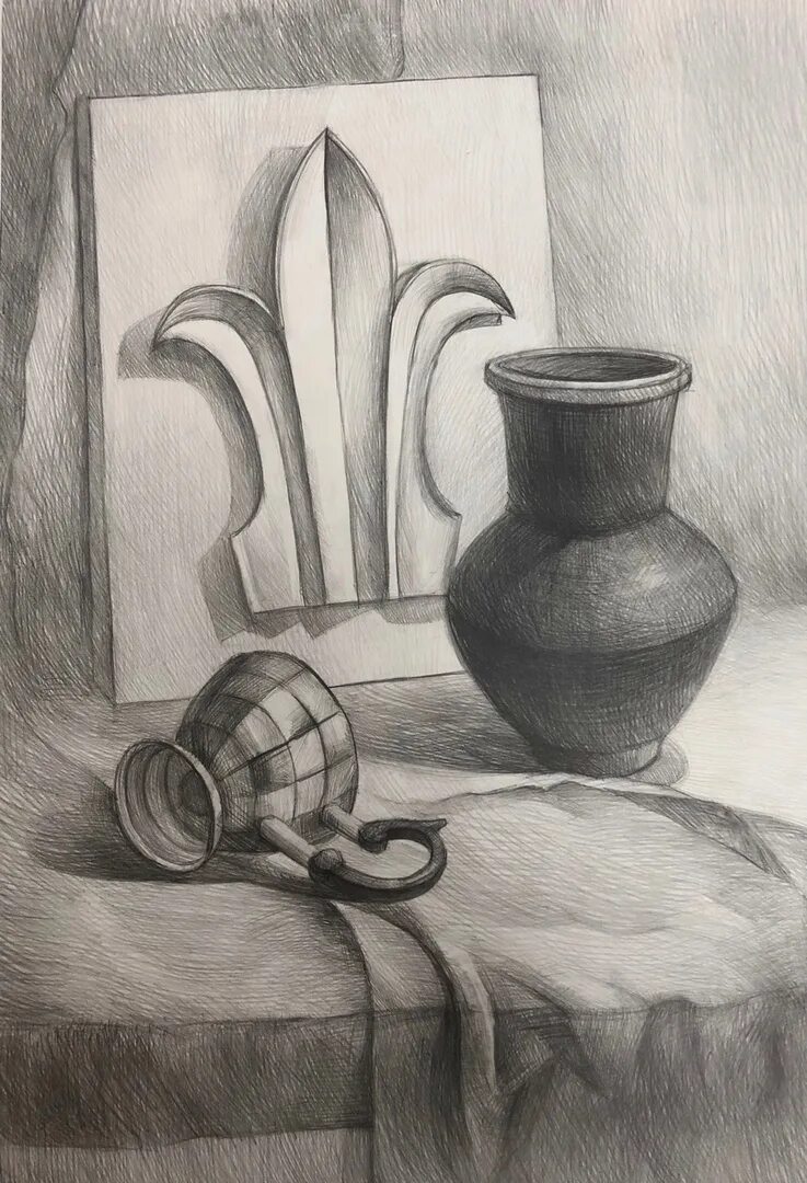 Натюрморт карандашом. Натюрморт лёгкий для детей. Натюрморт в графике. Композиция рисунок. Пикассо гризайль натюрморт.