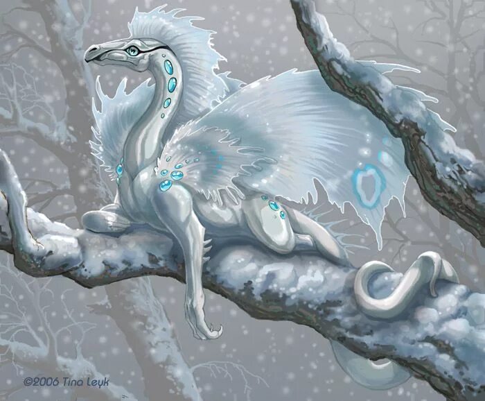 Белый дракон. Снежный дракон. Ледяной дракон. Сказочный дракон.