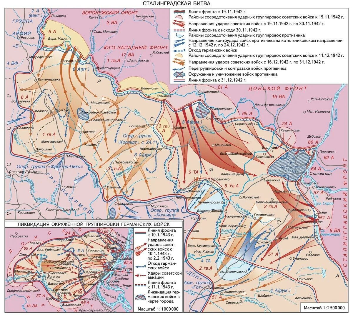 Наступление в ходе сталинградской битвы. Карта сталинградской битвы 1942-1943. карта сталинградской битвы 1942 года. сталинградская битва (17 июля 1942 — 2 февраля 1943 года) карта.