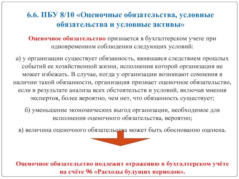 К обязательствам организации относится. ПБУ 8 оценочное обязательство. Оценочные обязательства в бухгалтерском учете. Оценочные обязательства, условные обязательства и условные Активы. Учет оценочных обязательств.