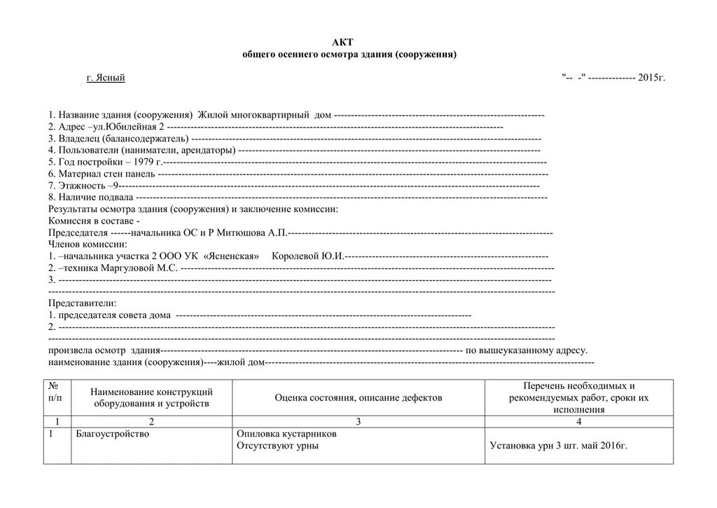 Акт обследования организации. Акт обследования здания пример заполнения. Акт весеннего осеннего осмотра здания. Акт обследования аварийного здания. Акт осмотра весенне осеннего осмотра зданий и сооружений.