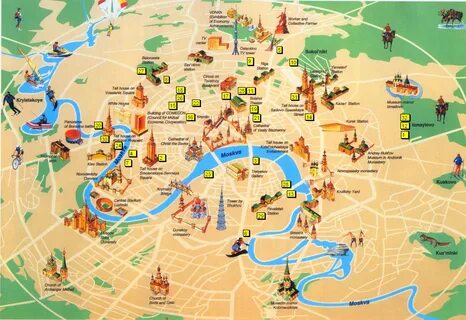 Map of Moscow tourist attractions, sightseeing & tourist tour