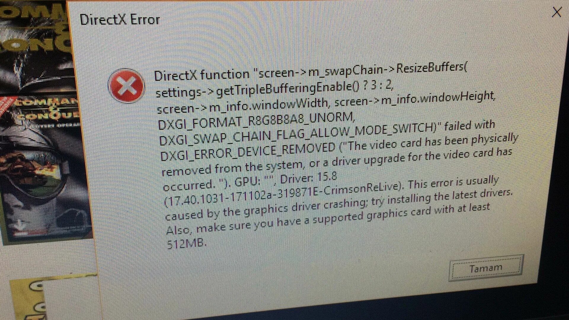 Directx error function device. Ошибка DIRECTX Error NFS 2015. Ошибка DIRECTX Error NFS. NFS 2015 DIRECTX function. Ошибка DIRECTX Error NFS Heat.