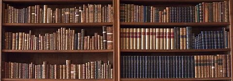 В шкафу стоят книги на полках