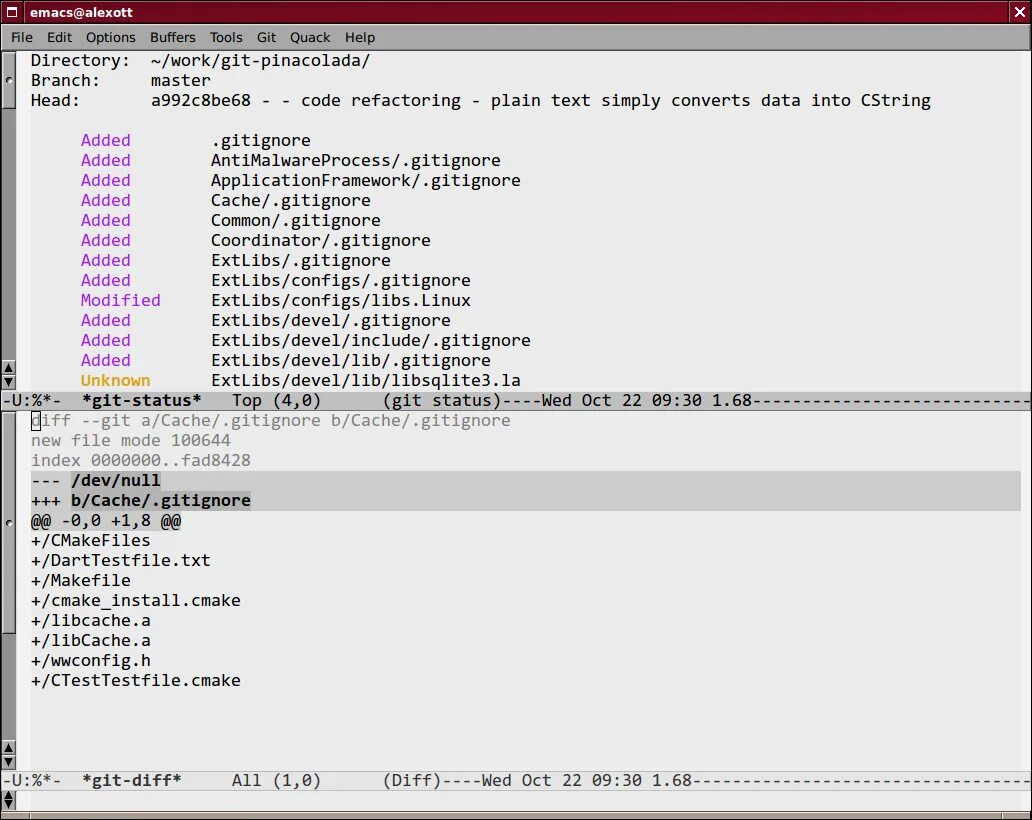 Yet another config lib fabric. EMACS игры. Git CD команда. Git status. Haskell как выглядит.