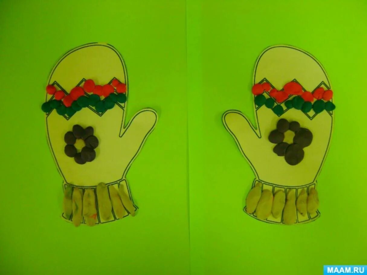 Лепка варежки. Козуля рукавичка. Варежка пластилинография. Украшение варежки пластилином. Украшение рукавички пластилином.