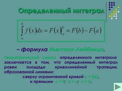 Интегралы формула площади