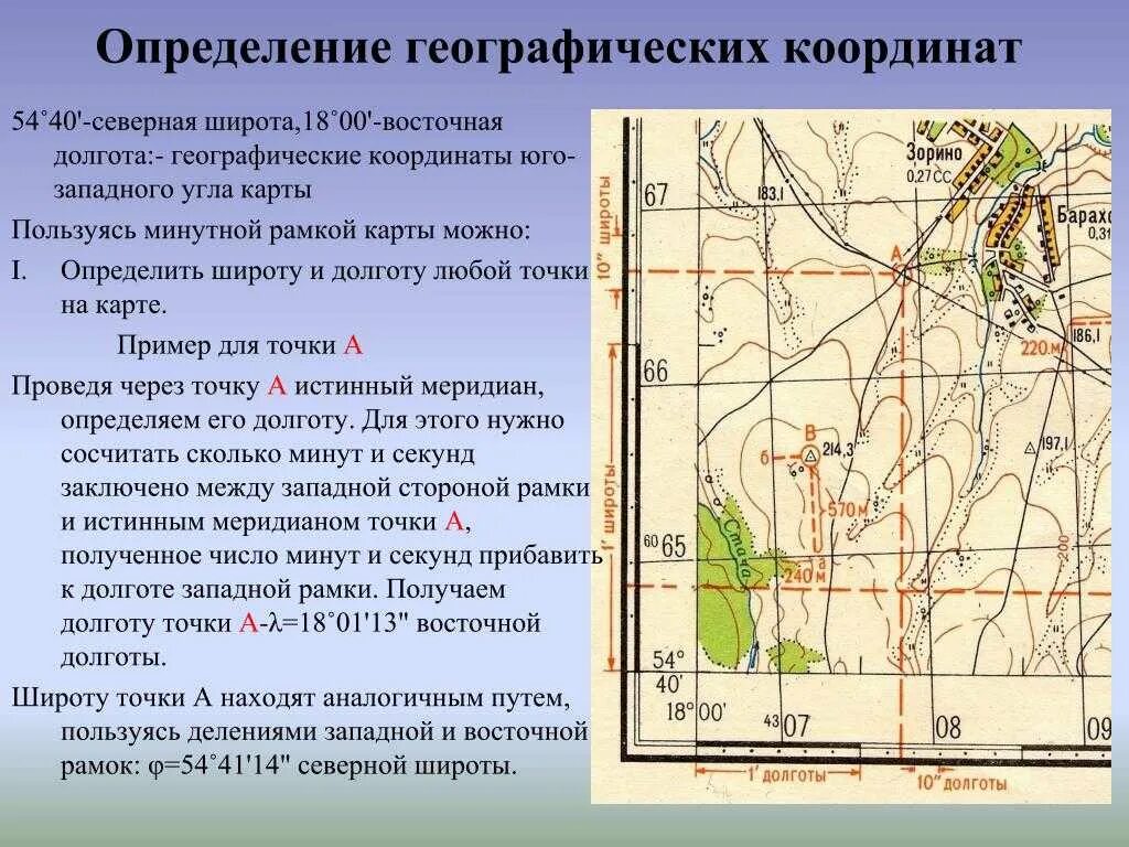 Как определить широту точки