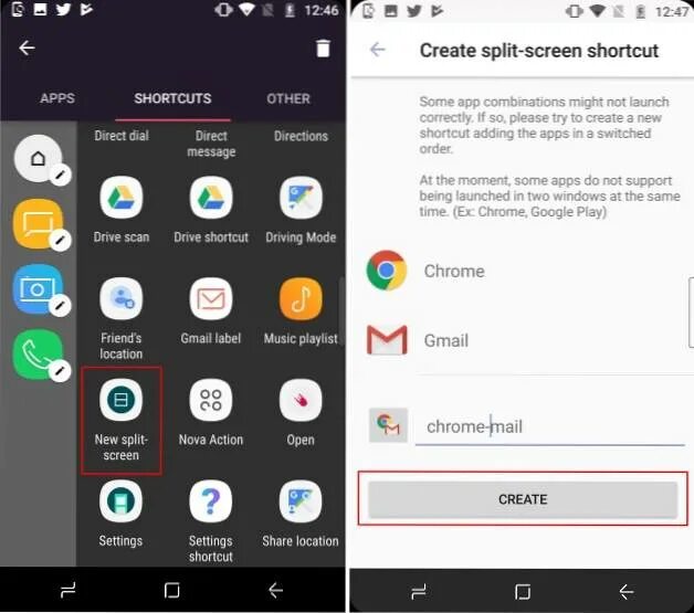 Screen shortcut
