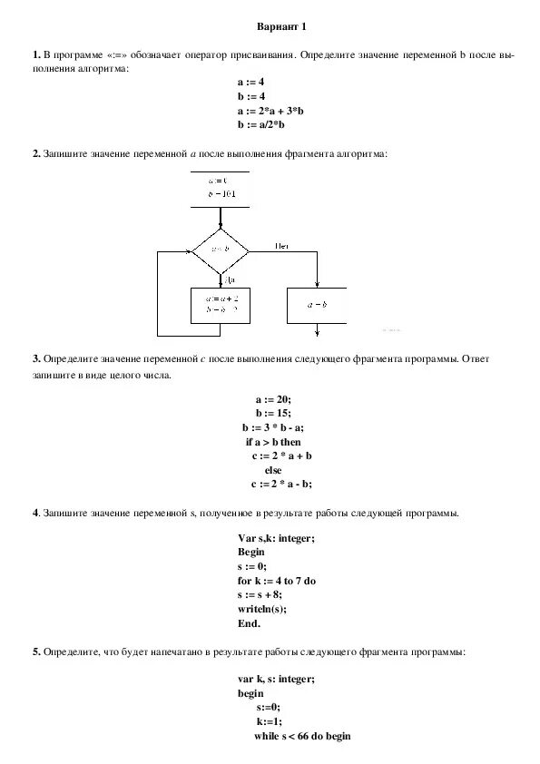 Итоговая контрольная по информатике 10 класс босова