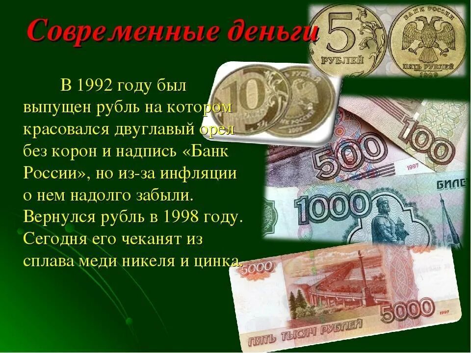 Название денег в россии. История денег. Сообщение о деньгах. Доклад о деньгах. Рассказ о современных деньгах.