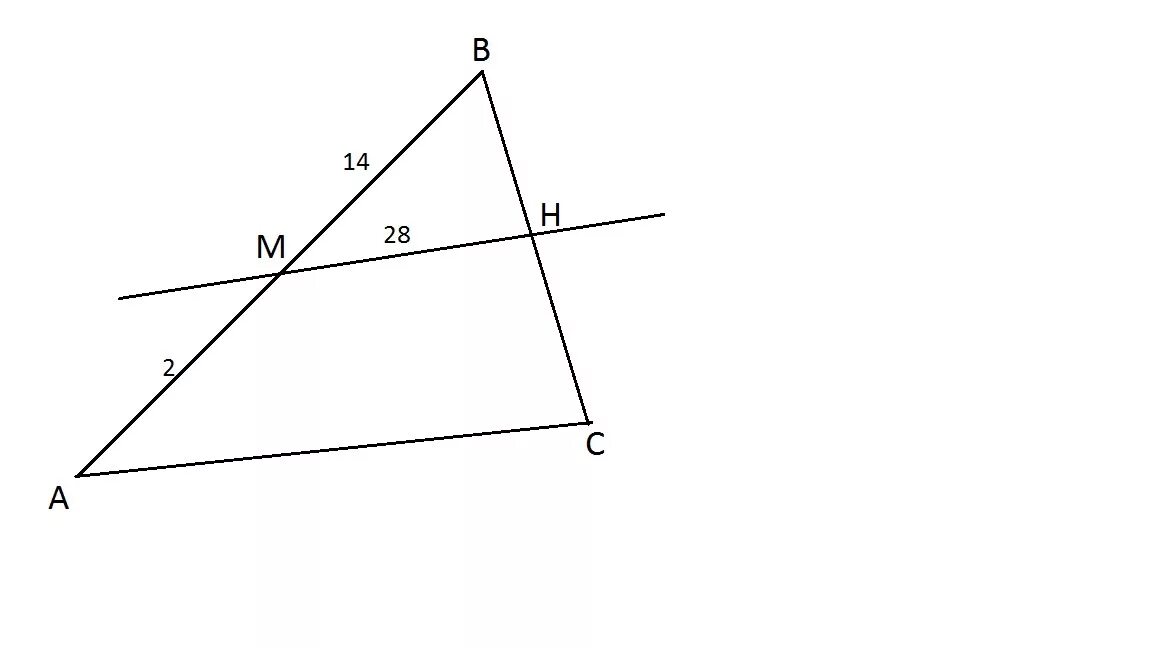 На рисунке отрезок мк параллелен стороне. Прямая,параллельная стороне АС треугольника АВС Перес. Прямая параллельная стороне АС треугольника АВС. Прямая параллельная стороне треугольника. Прямая пересекает стороны треугольника.