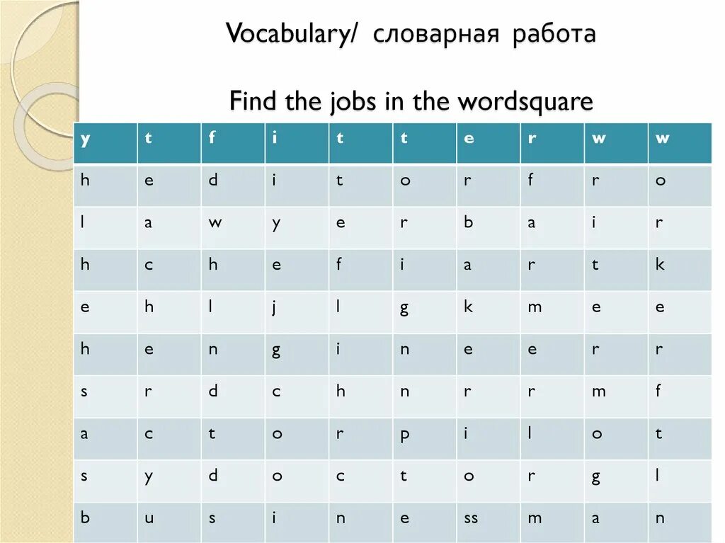 Find the jobs 5 класс. Кроссворд на английском профессии. Карточки английский язык профессии. Vocabulary find the jobs. Профессии worksheets.