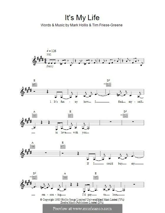 ИТС май лайф Ноты для фортепиано. Its my Life Ноты. ИТС май лайф табы. Песня it's my Life. Слова май лайф