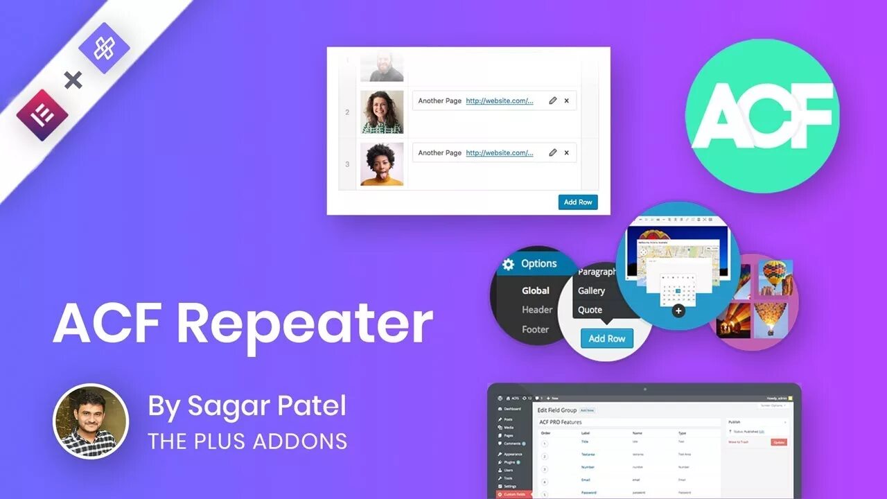 Acf repeater. Acf pro. advanced custom fields pro. piotnet addons for elementor.