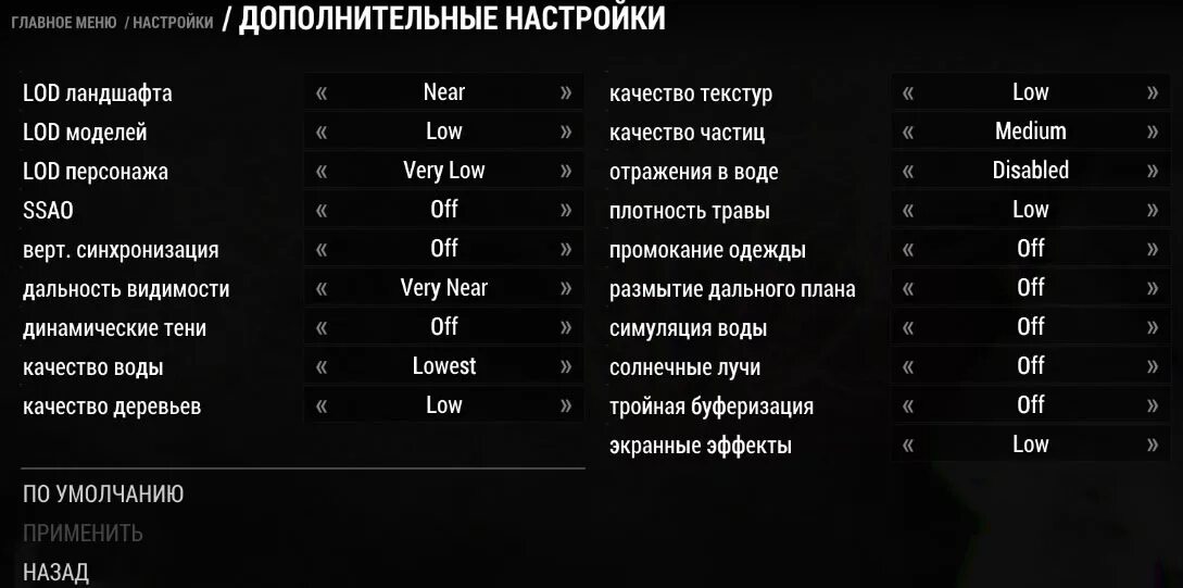 Настройки на слабый ПК. Настройки графики. Низкие настройки графики. Настройки игры.