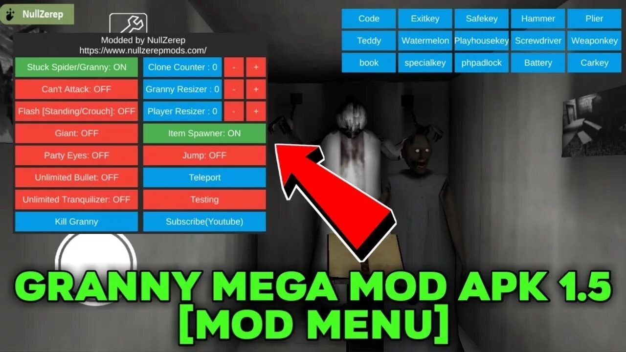 ГРЕННИ меню. Мега мод меню на ГРЕННИ. Granny 1 Mod menu.