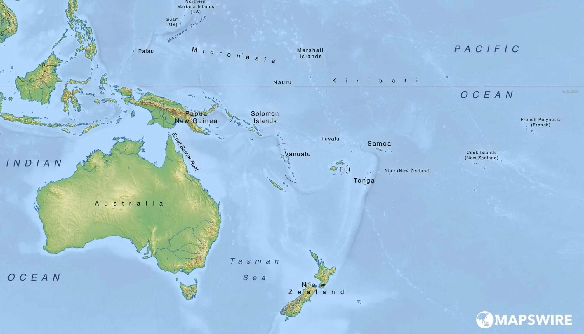 Карта Австралии и Океании. Политическая карта Океании. Физ карта Океании.