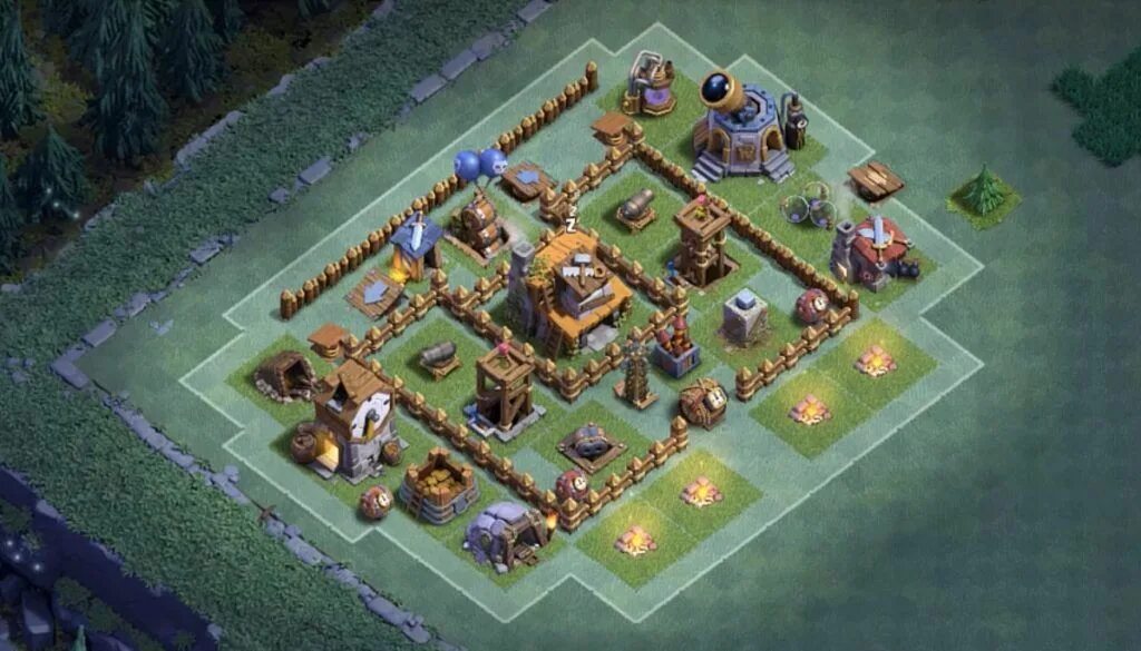 Расставьте четыре. Деревня строителя 4 ТХ расстановка. Clash of Clans дом строителя 4 уровень база. Расстановка 4 ДС. База 4тх дом строителя.
