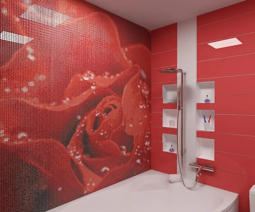 Декоративные панели для ванной. Красивая плитка в ванную комнату. Красная плитка для ванной комнаты. Ванна в Красном цвете.