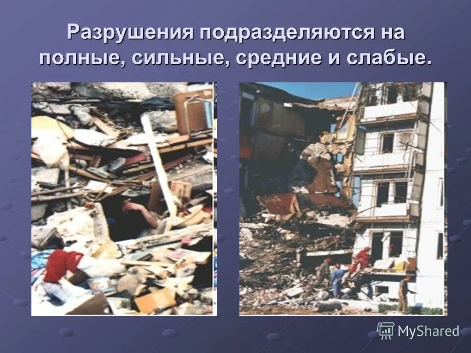 зона слабых разрушений возникает при избыточном. разрушения подразделяются на. сильные разрушения, средние разрушения. зона сильных разрушений. слабые разрушения зданий и сооружений при взрывах.