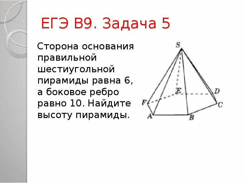 Сторона основания правильной шестиугольной пирамиды