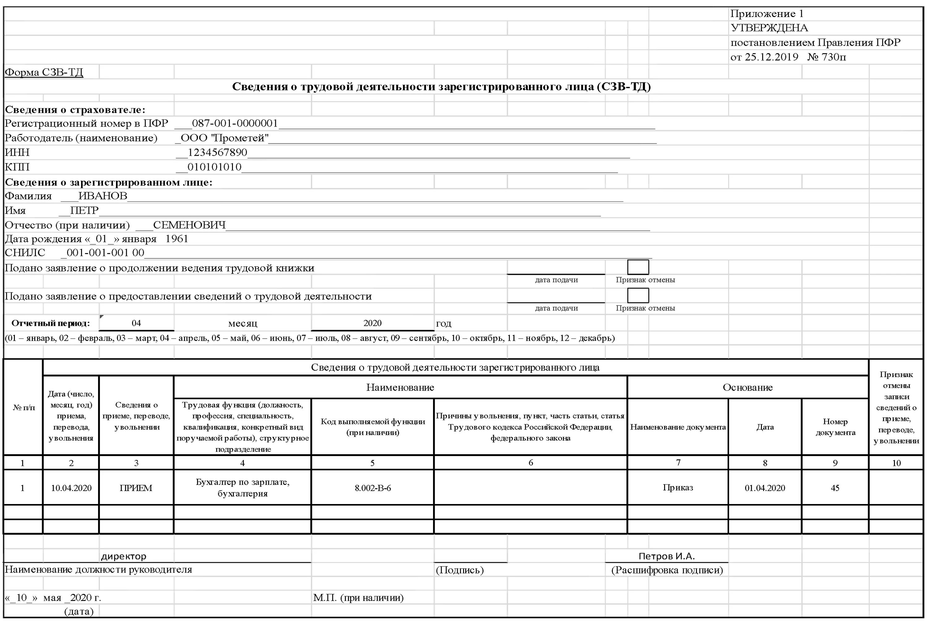 До 2020 года утверждена распоряжением. Электронная Трудовая книжка форма СЗВ-ТД. Сведения о трудовой деятельности работников образец заполнения. СЗВ-ТД образец заполнения. Сведения о трудовой деятельности по форме СЗВ-ТД.