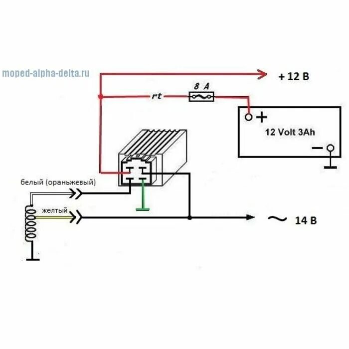 Какое напряжение на скутере. Мопед Альфа реле регулятор напряжения. Схема подключения реле регулятора мопеда Альфа. Схема реле регулятора напряжения мопеда Альфа 110. Реле регулятор мопеда 125.