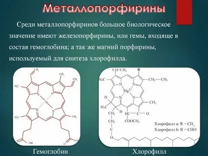 Хлорофилл какой металл