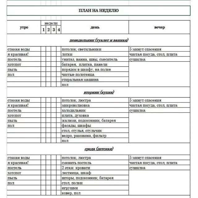 Готовый план дня. План уборки на месяц таблица. Недельный план. Лист для планирования дел. Распорядок уборки квартиры.